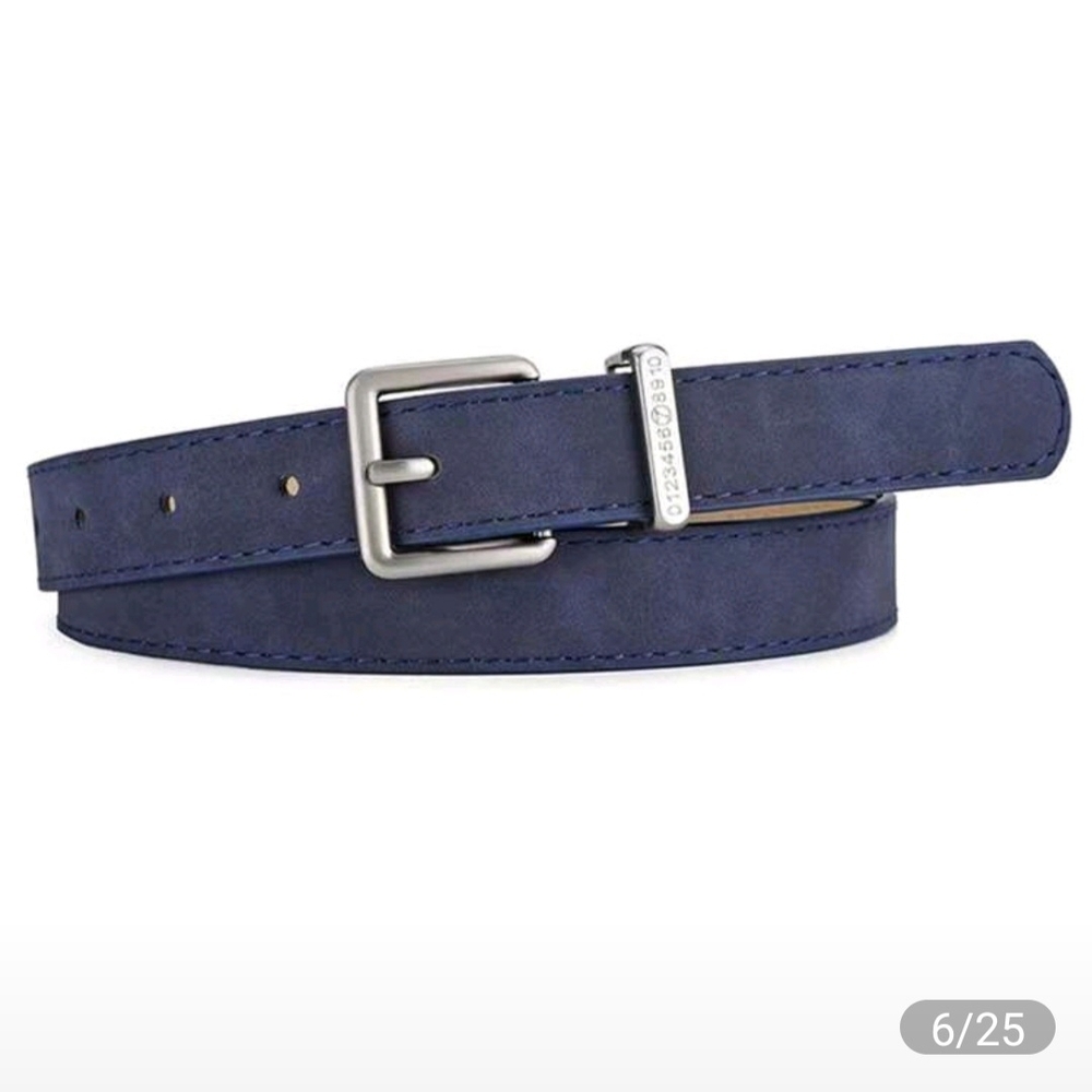 Women's Denim Blue Faux Leather Belt